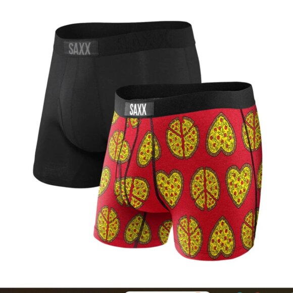Saxx VIBE 2 pack Boxer Briefs Ultimate Comfort Piece Love and Black - Picture 1 of 3